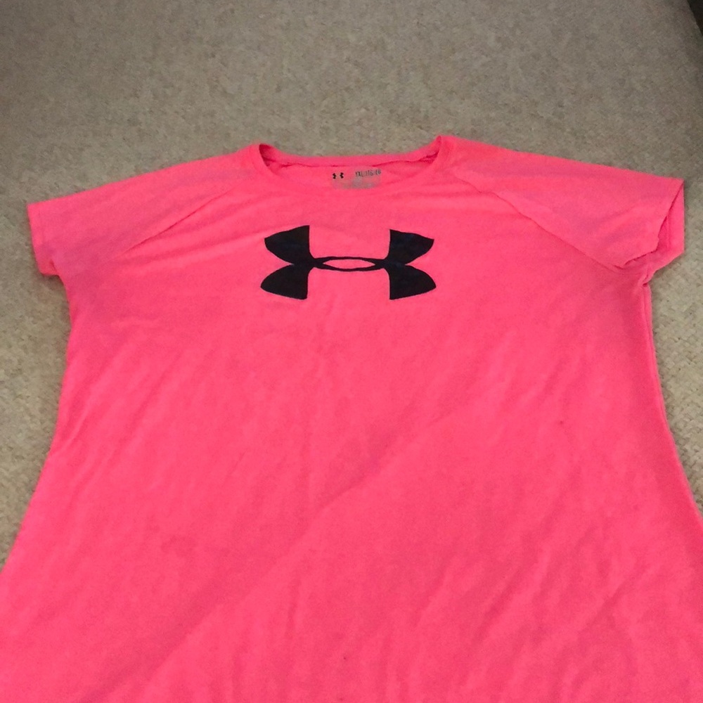 A bright pink shirt from under armor